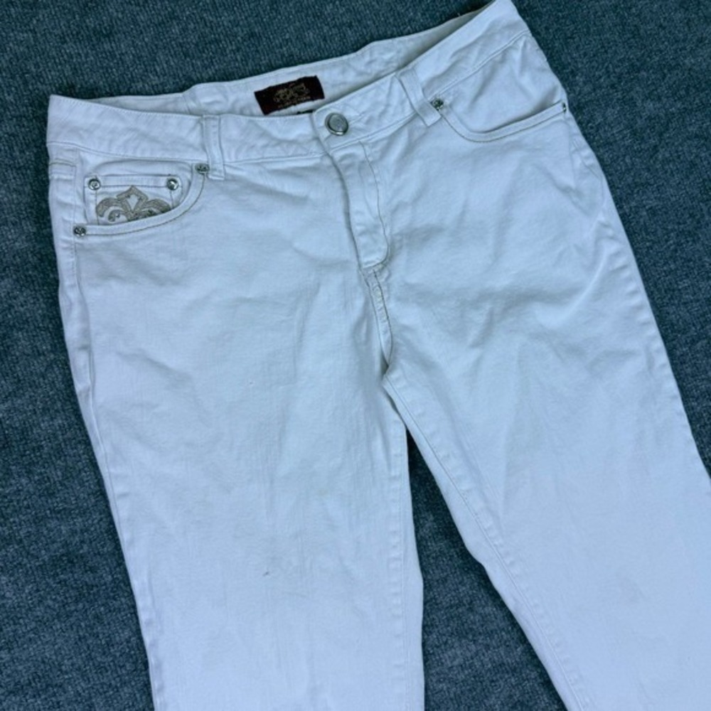 One 5 One Denim Embellished‎ Womens White Cropped Jeans Size 10 Sparkle Pockets